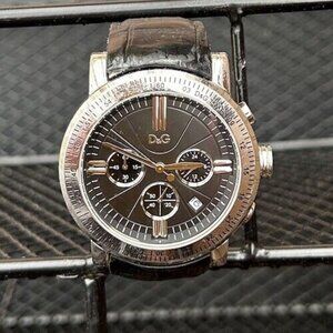 Dolce & Gabbana Men's DW0486 Multifunction Black Leather With Black Dial Watch